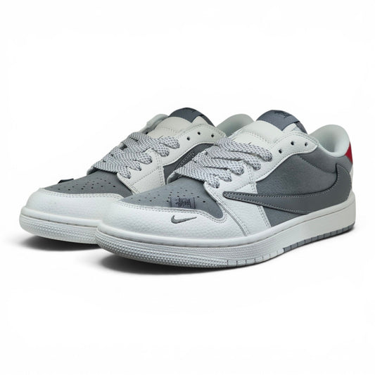 Travis Scott AJ1 Low x Stussy Grey White Red