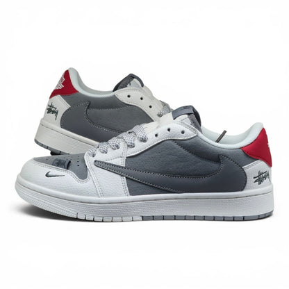 Travis Scott AJ1 Low x Stussy Grey White Red