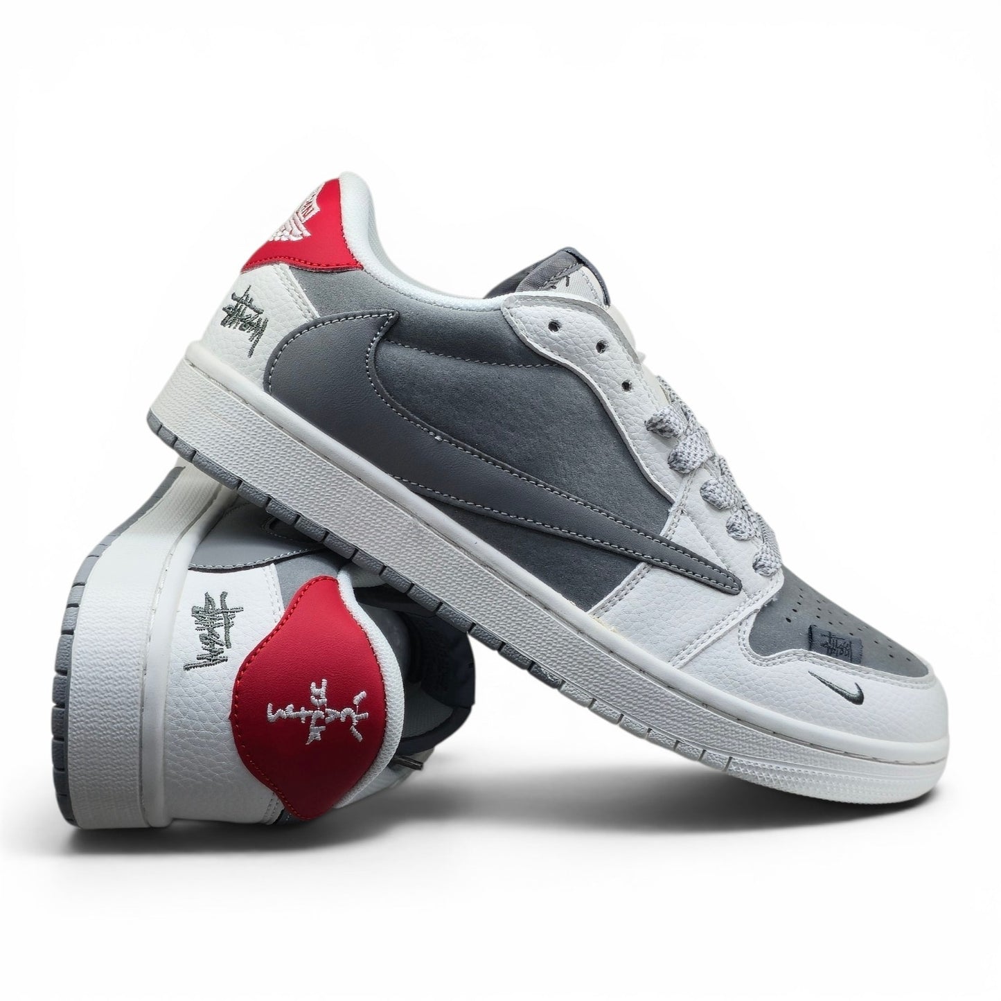 Travis Scott AJ1 Low x Stussy Grey White Red