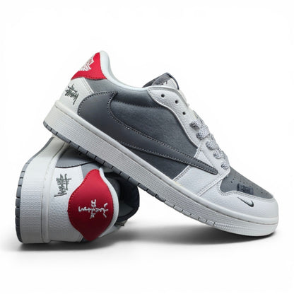 Travis Scott AJ1 Low x Stussy Grey White Red