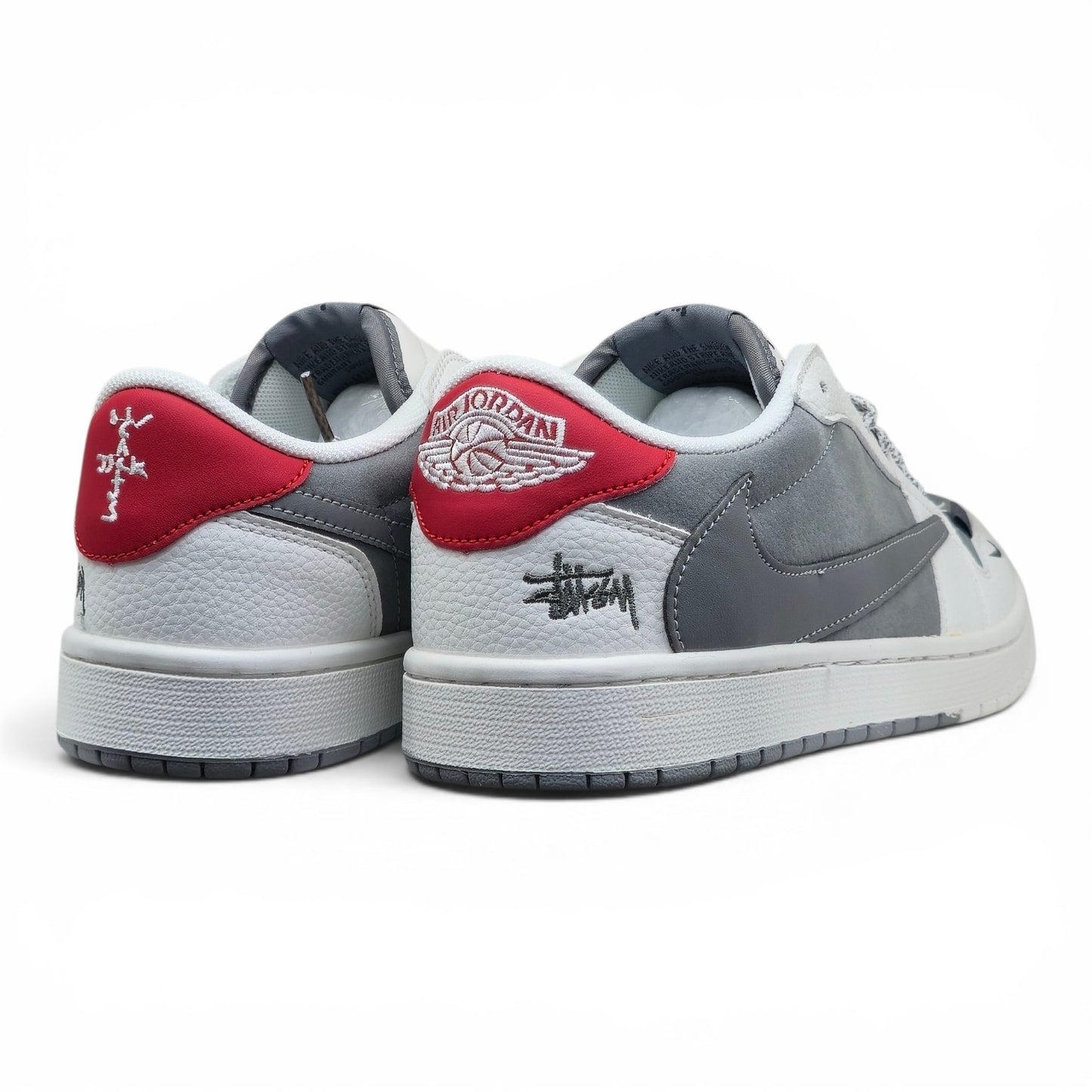 Travis Scott AJ1 Low x Stussy Grey White Red