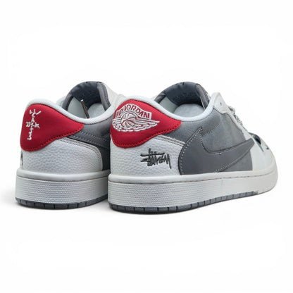 Travis Scott AJ1 Low x Stussy Grey White Red